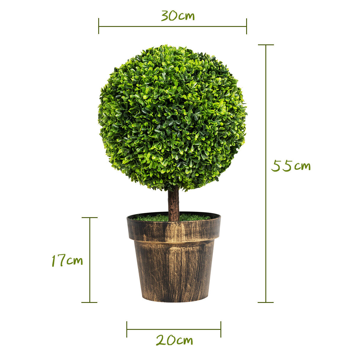 2 Pack - 55cm Potted Artificial Boxwood Topiary Trees Fake Plants AU