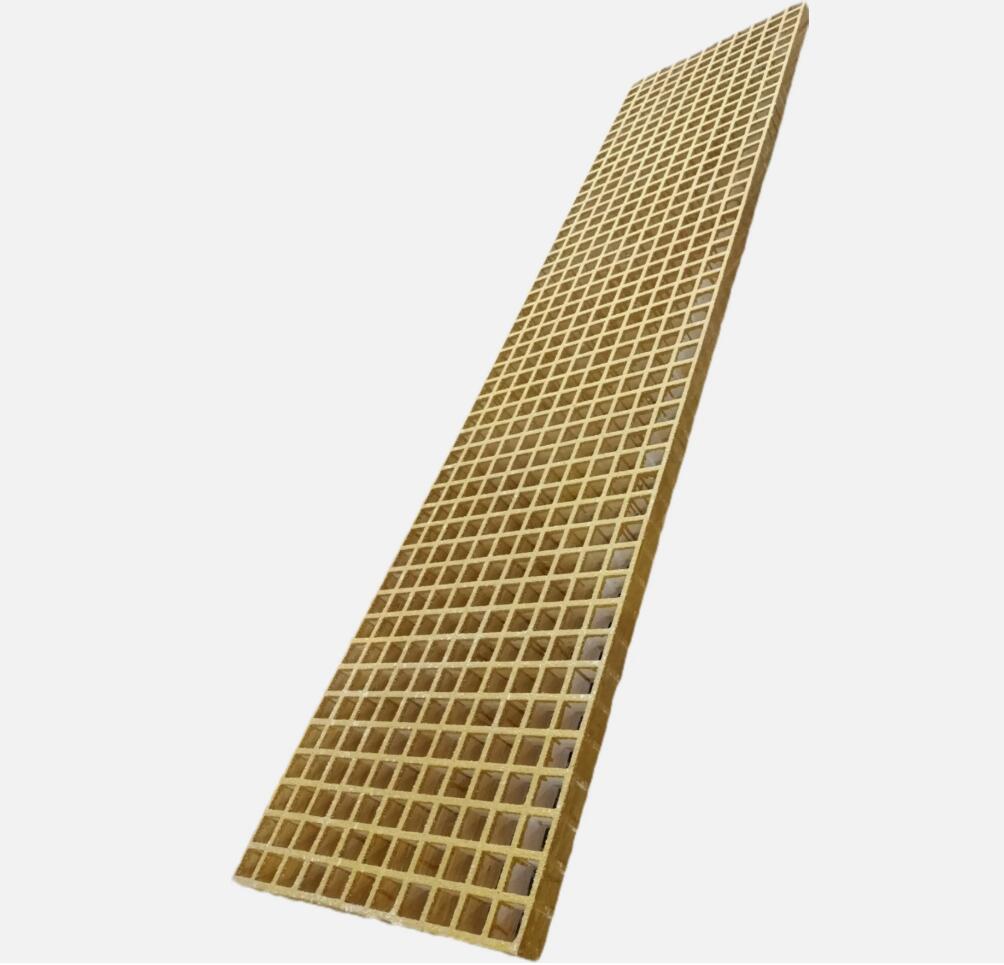 Heavy Duty 1800x425 30x30 FRP Walkway Grating Anti Slip Resin Fiberglass Yellow Grit Clips