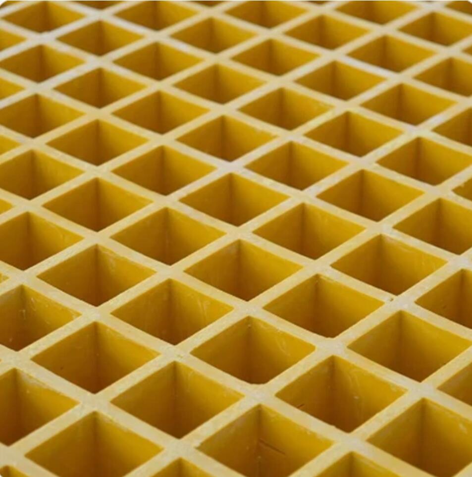 Heavy Duty 1800x425 30x30 FRP Walkway Grating Anti Slip Resin Fiberglass Yellow Grit Clips
