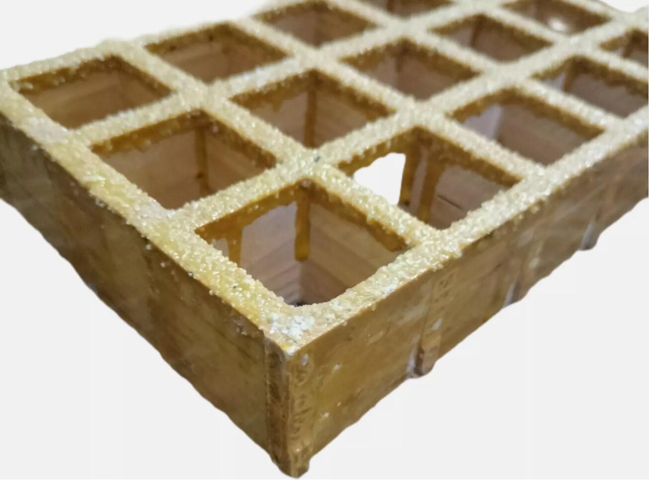 Heavy Duty 1800x425 30x30 FRP Walkway Grating Anti Slip Resin Fiberglass Yellow Grit Clips