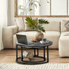 PREMIUM Set of 2 Round Marble Coffee Table Nesting Side End Tables
