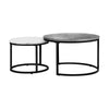 PREMIUM Set of 2 Round Marble Coffee Table Nesting Side End Tables