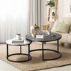 PREMIUM Set of 2 Round Marble Coffee Table Nesting Side End Tables
