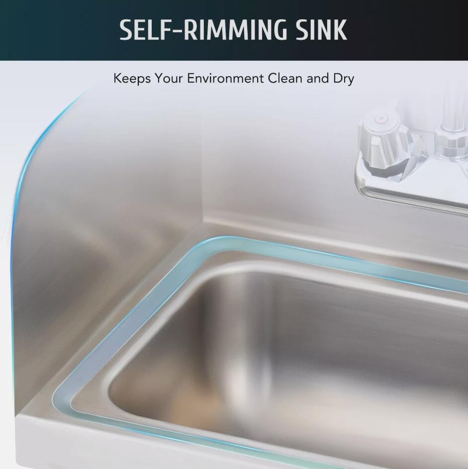 14" Stainless Steel Wall Mount Hand Wash Sink Commercial Utility Basin NSF Certified