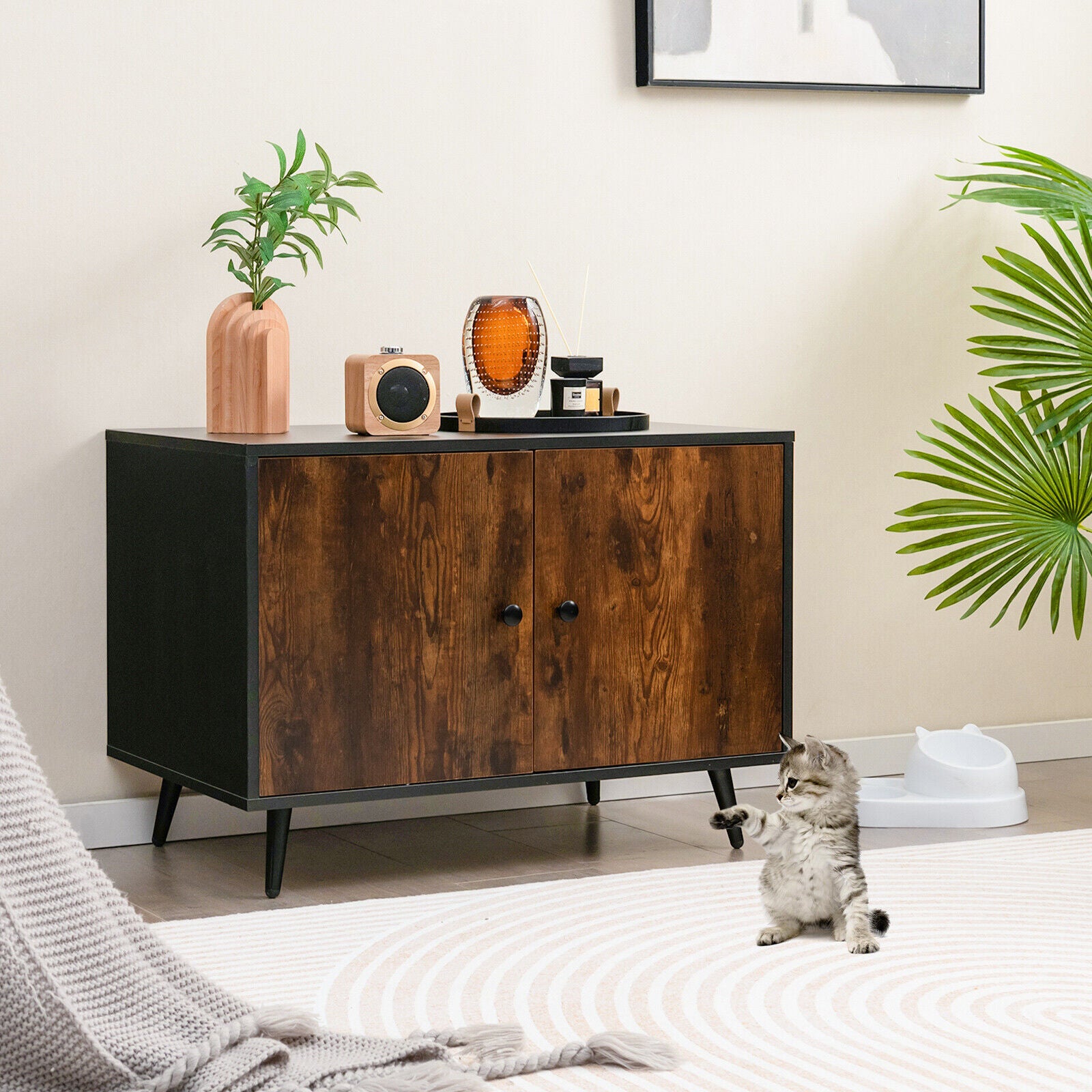 Living Room Cat Litter Box Enclosure Hidden Cat Washroom Furniture