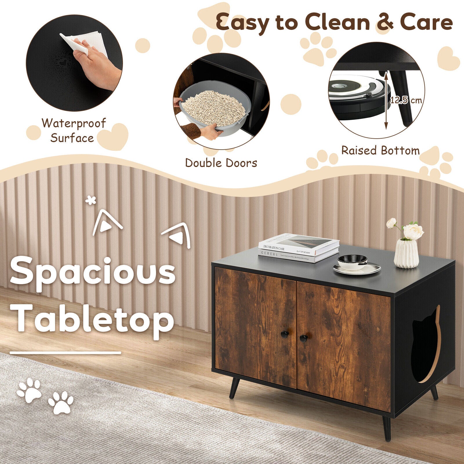 Living Room Cat Litter Box Enclosure Hidden Cat Washroom Furniture