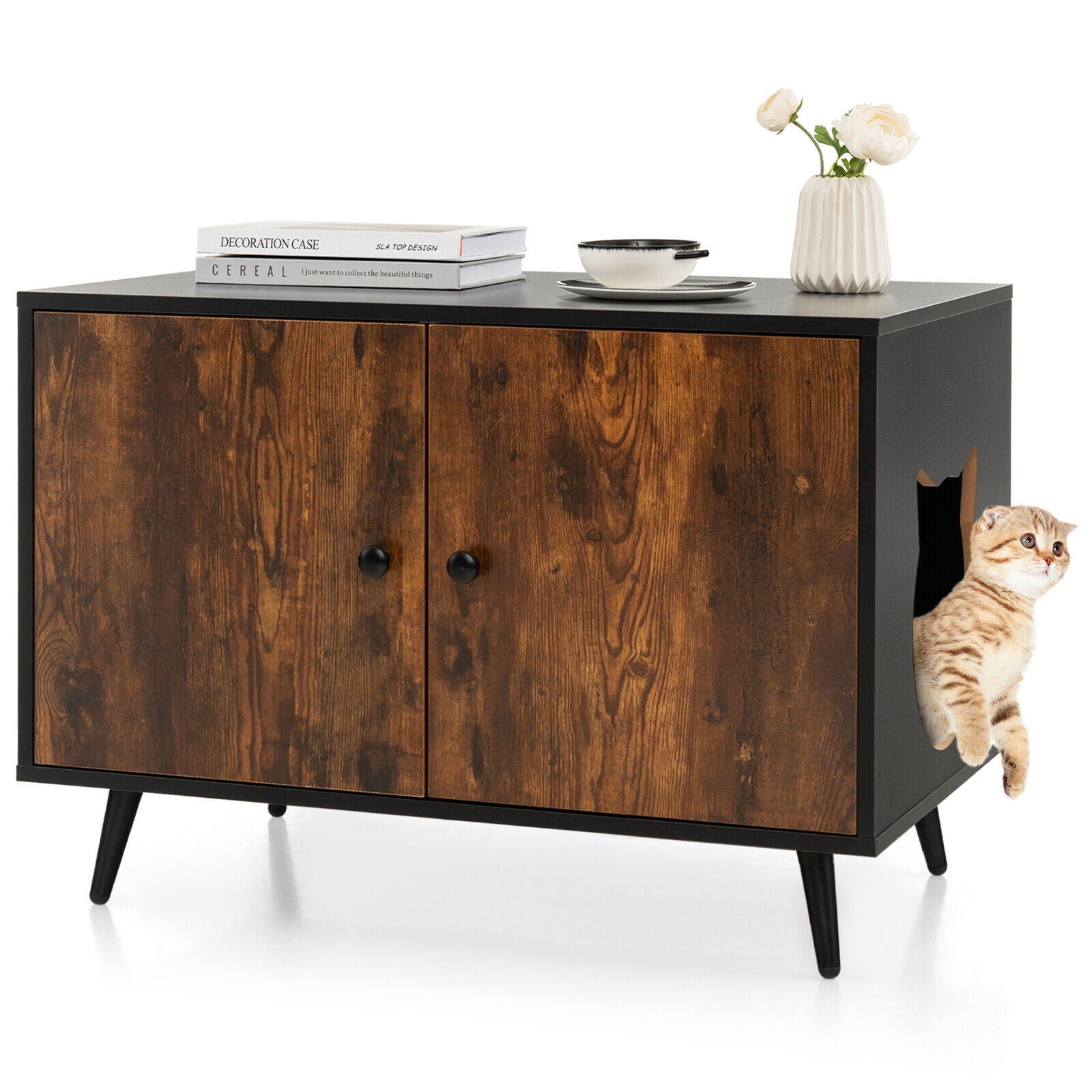 Living Room Cat Litter Box Enclosure Hidden Cat Washroom Furniture