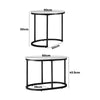 Set of 2 Round Oval Marble Coffee Table Nesting Side End Table Black