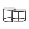 Set of 2 Round Oval Marble Coffee Table Nesting Side End Table Black