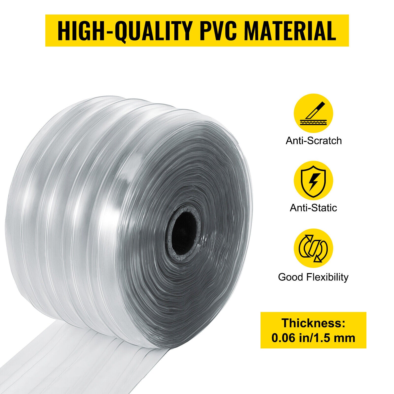 45m X 1.5mm x 200mm PVC Roll Strip Curtain Door Cool room