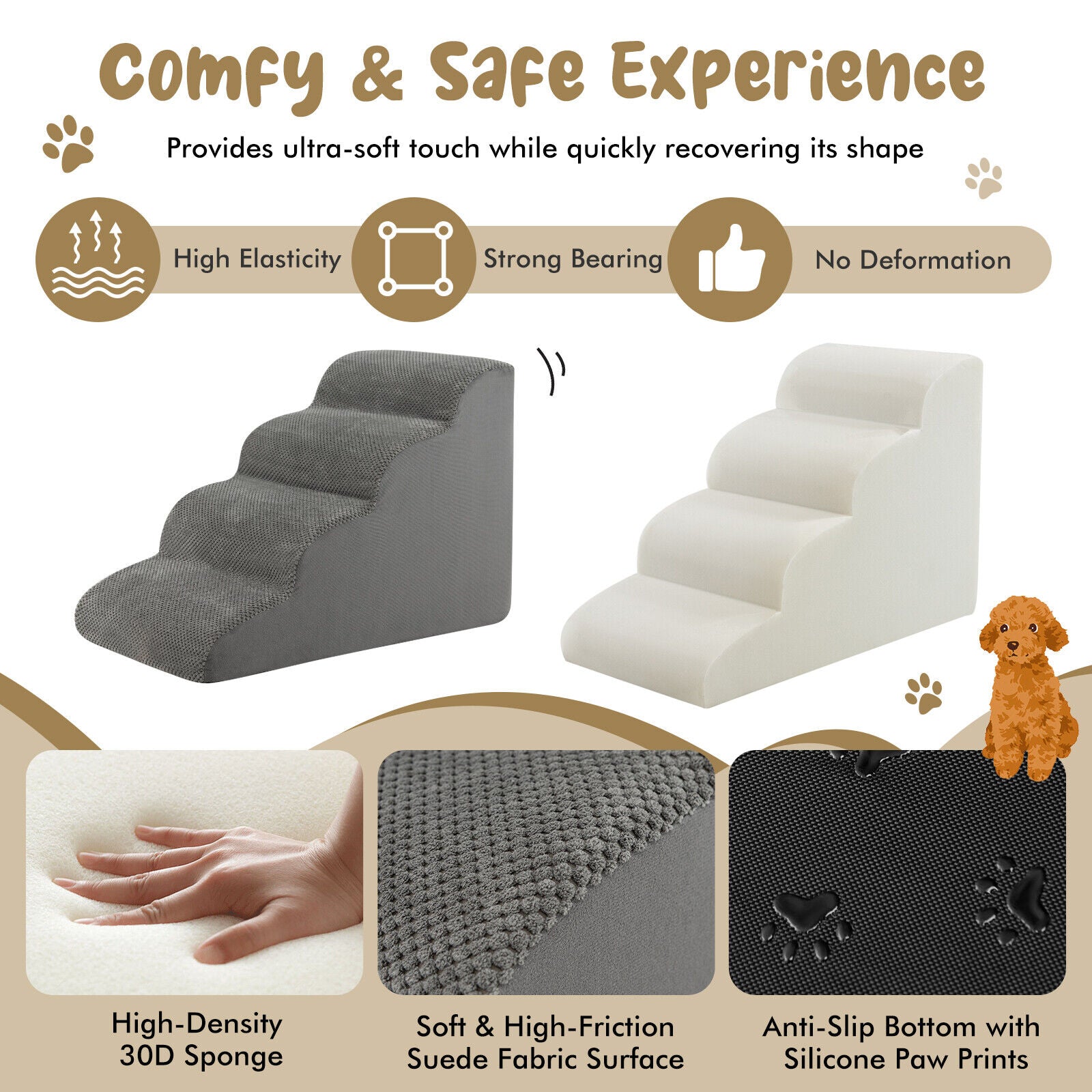 Best Pet Supplies Foldable Foam Stair Treads for Small Dogs and Cats, Portable Ramp Stairs for Sofa, Couch and High Bed Climbing, Non-Slip Balanced Stair Support for Indoor Best Pet Supplies Foldable Foam Stair Treads for Small Dogs and Cats, Portable Ramp Stairs for Sofa, Couch and High Bed Climbing, Non-Slip Balanced Stair Support for Indoor