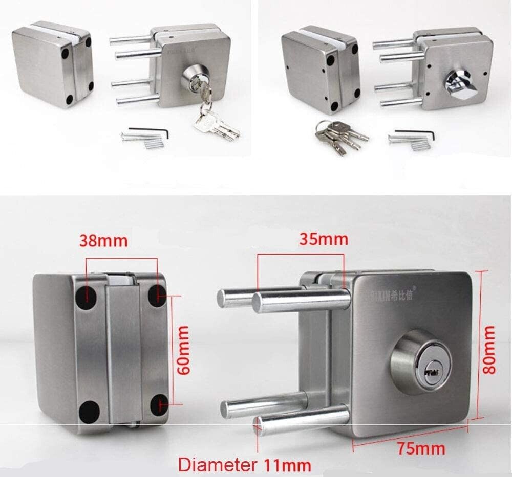 Double Glass Door Lock Hardware 10-12 mm