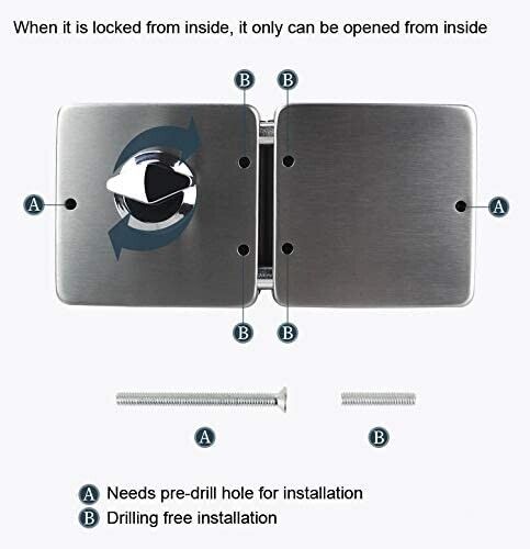Double Glass Door Lock Hardware 10-12 mm