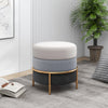 Round Velvet Ottoman Foot Rest Stool Vanity Cushioned Stool With Gold Metal Legs