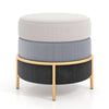 Round Velvet Ottoman Foot Rest Stool Vanity Cushioned Stool With Gold Metal Legs