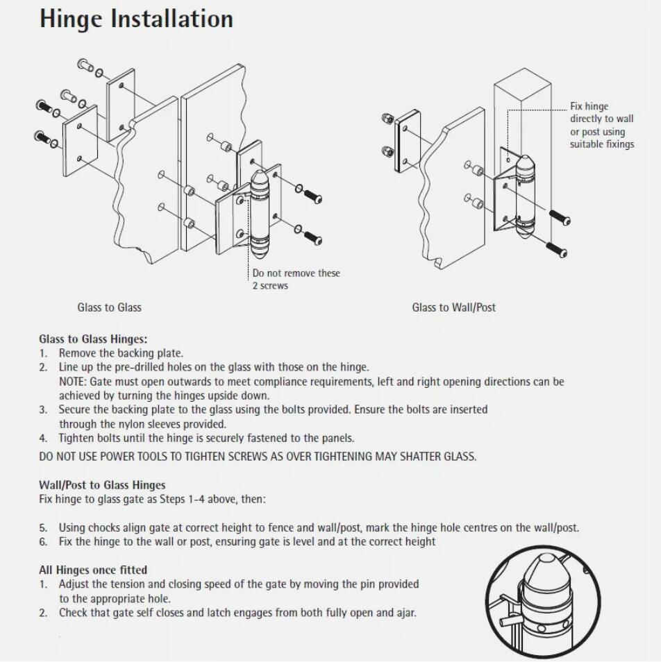 2PCS Stainless Steel Self Closing Glass Pool Fence Gate Hinge 1 pair Hinges AU