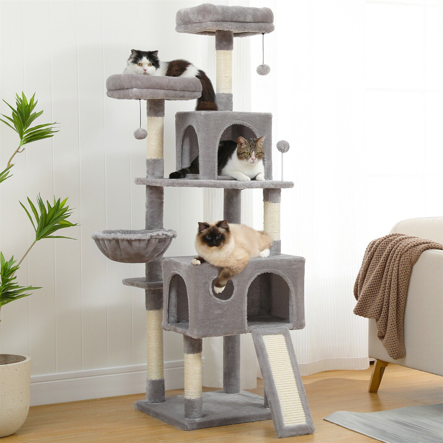 162cm Large Cat Tree Tower Scratching Post Scratcher Condo House Furniture