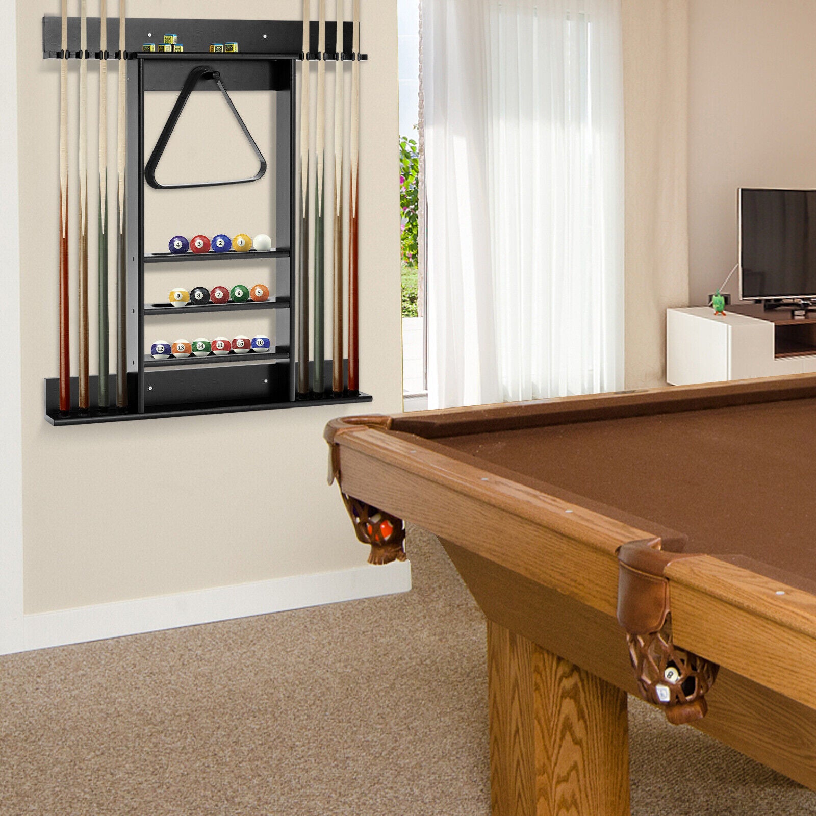 AU Wall-mounted Billiard Cue Rack Only Billiard Stick Holder Wall Pool Stick Holder