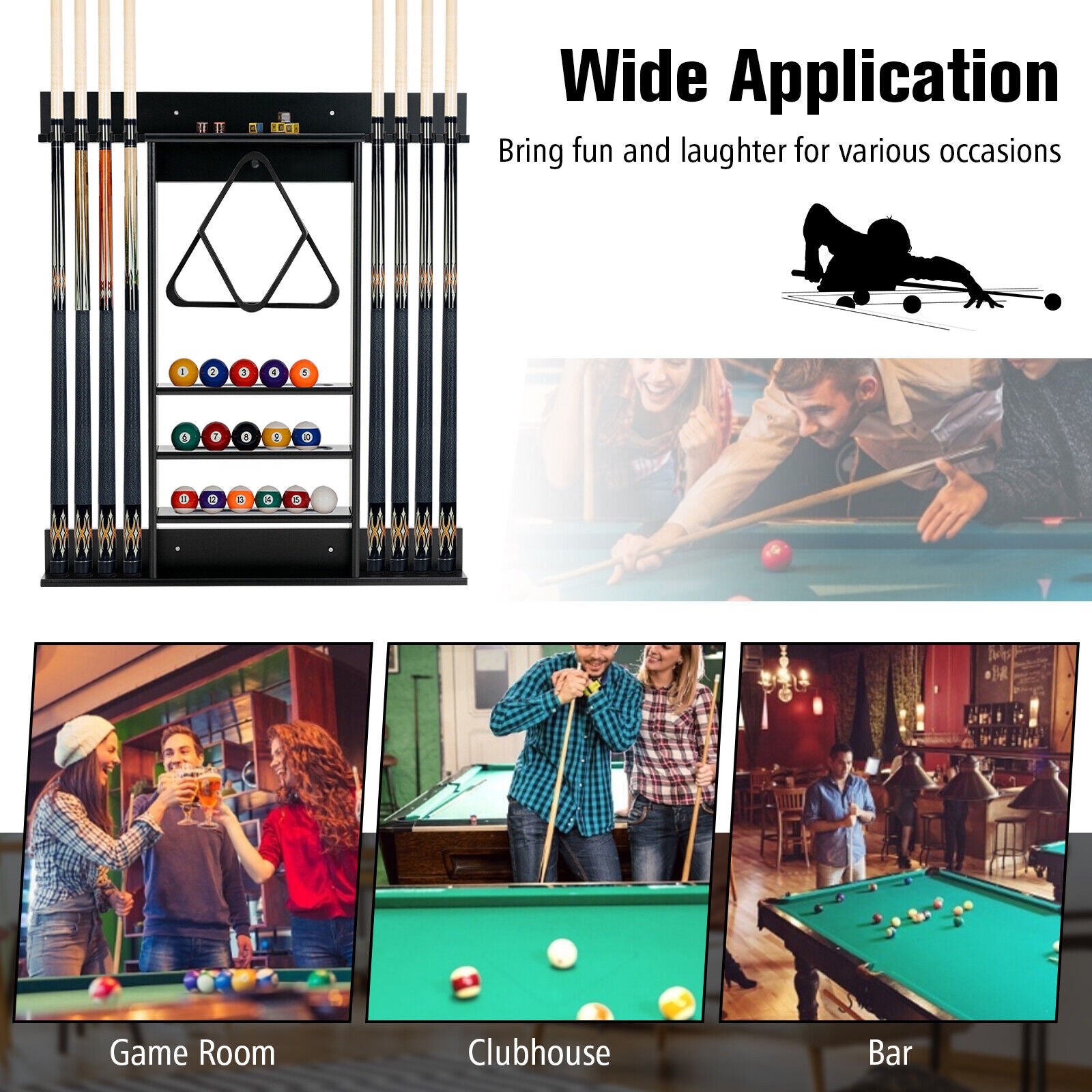 AU Wall-mounted Billiard Cue Rack Only Billiard Stick Holder Wall Pool Stick Holder