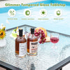89CM Outdoor Tempered Glass Top Patio Bistro Dining Table With 38 mm Umbrella Hole