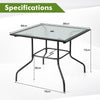 89CM Outdoor Tempered Glass Top Patio Bistro Dining Table With 38 mm Umbrella Hole