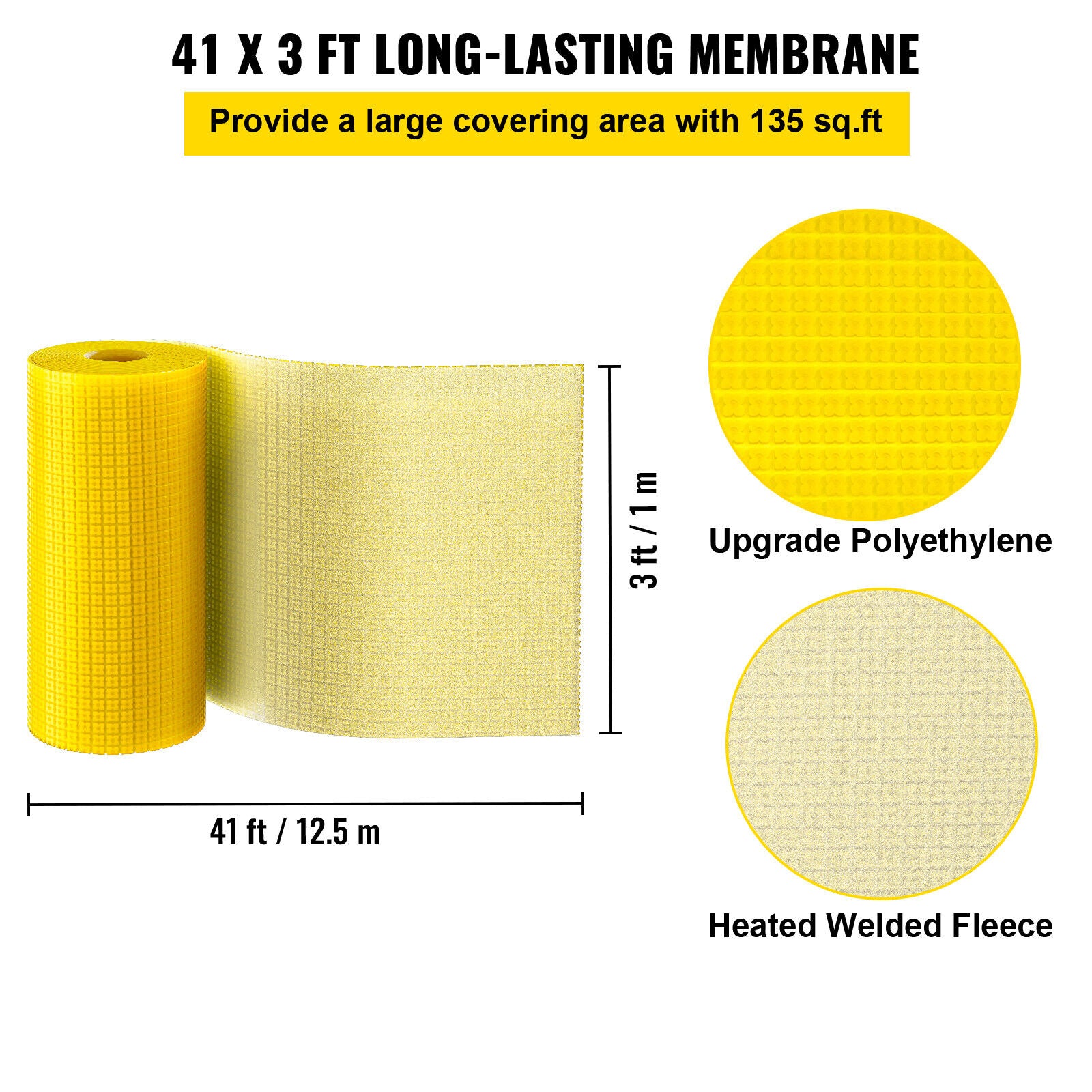 Upgrade 3 x 41 ft Heat Uncoupling Membrane Tile Membrane Underlayment NEW