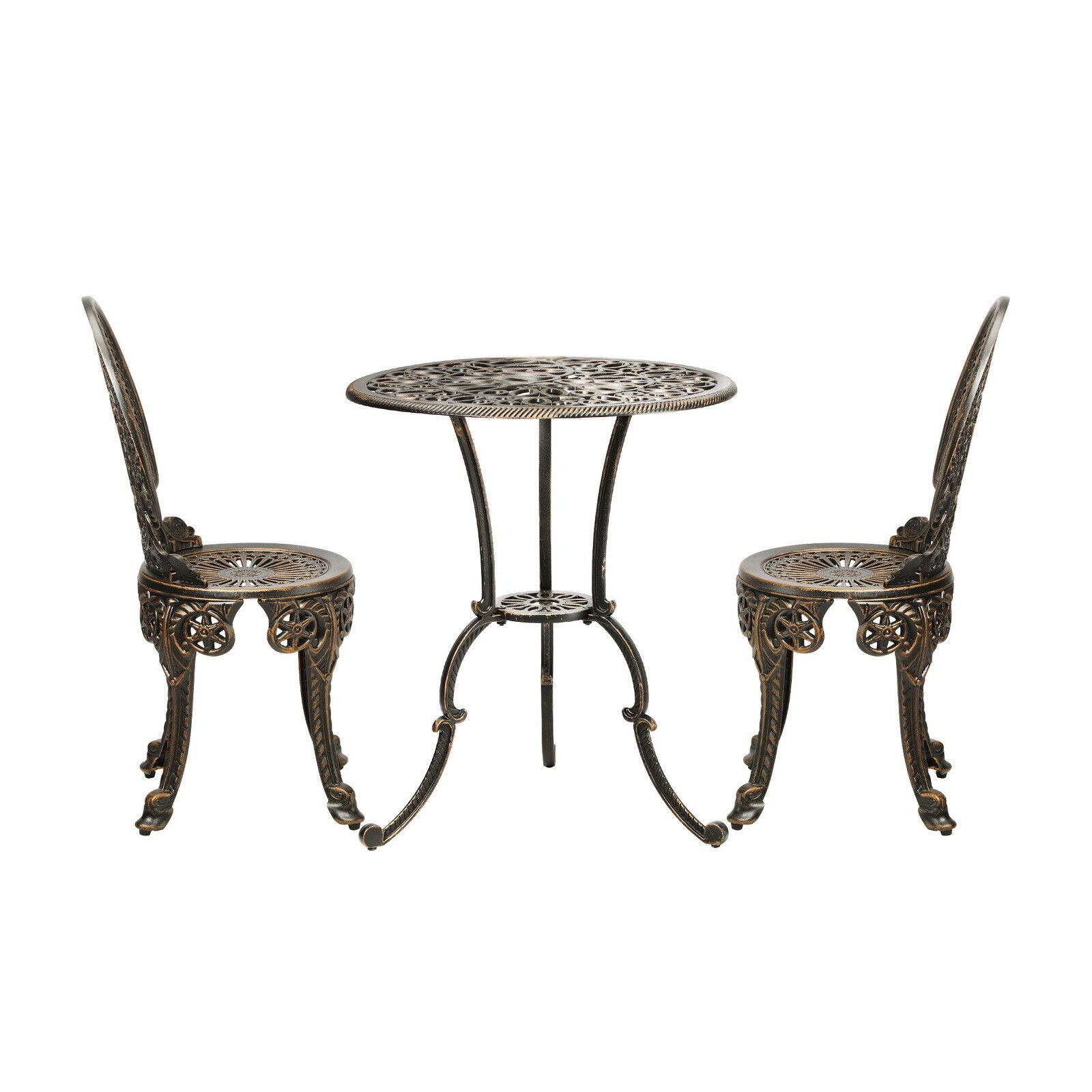 3PCS Premium Outdoor Cast Aluminium Table and Chair Bistro Setting Patio Set Bronze