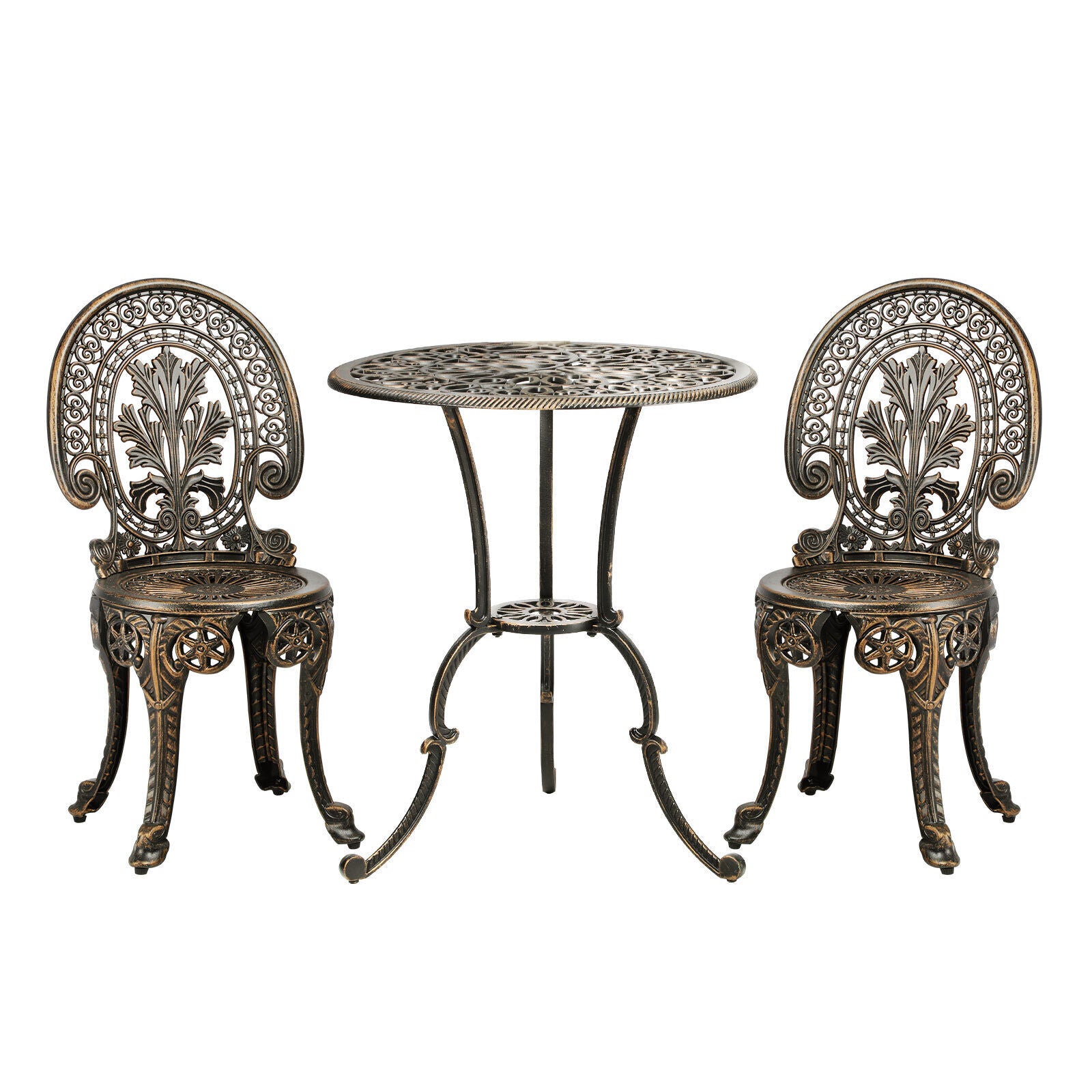 3PCS Premium Outdoor Cast Aluminium Table and Chair Bistro Setting Patio Set Bronze