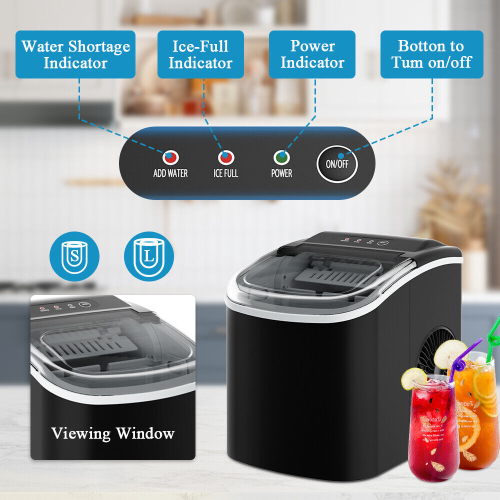 Commercial Portable Countertop Ice Maker Machine Ice Cube 12kg/24 hr Bar