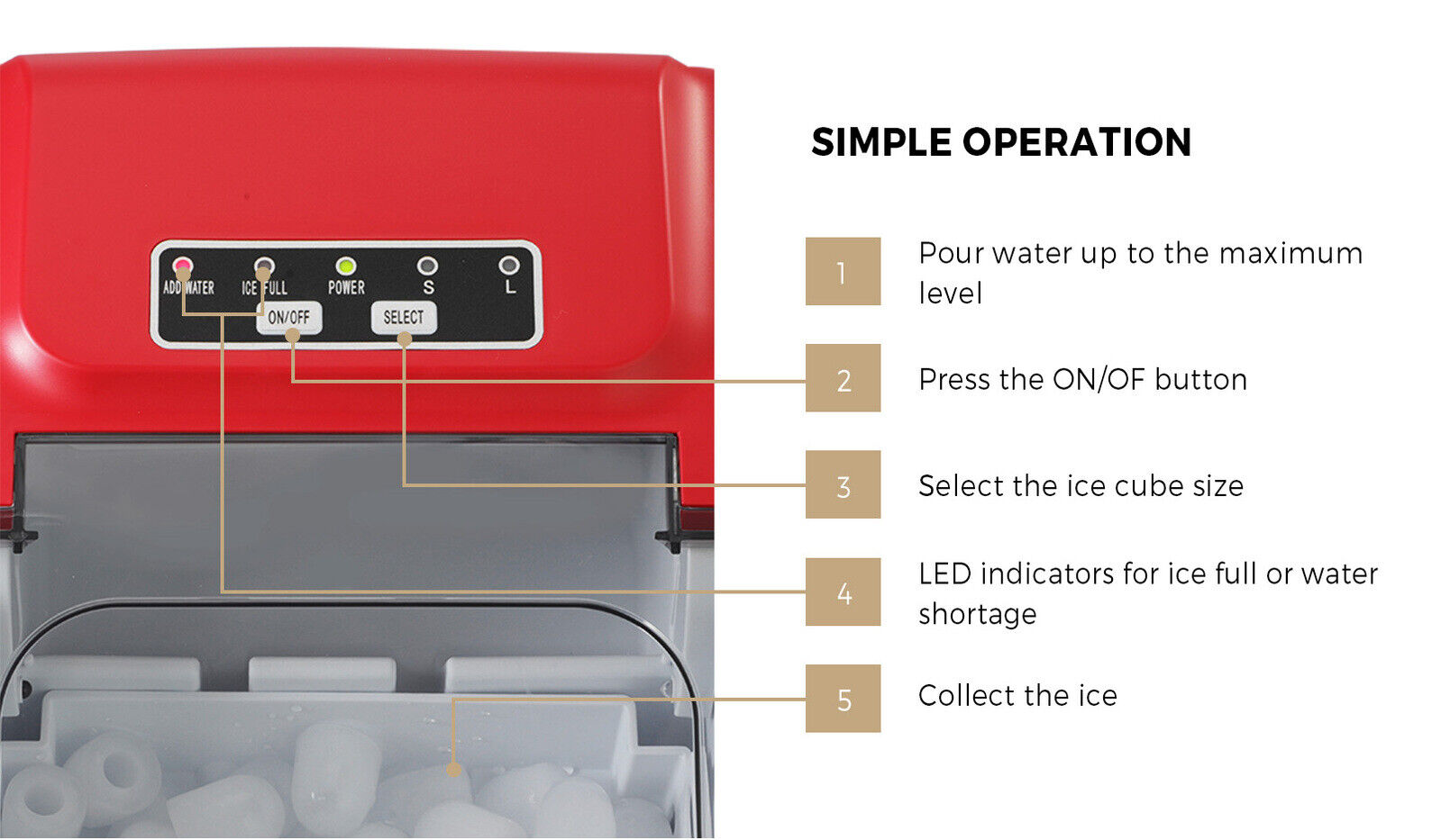 Commercial Portable Countertop Ice Maker Machine Ice Cube 12kg/24 hr Bar
