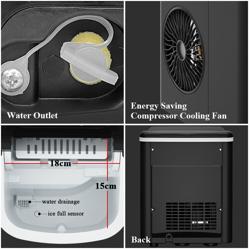 Commercial Portable Countertop Ice Maker Machine Ice Cube 12kg/24 hr Bar