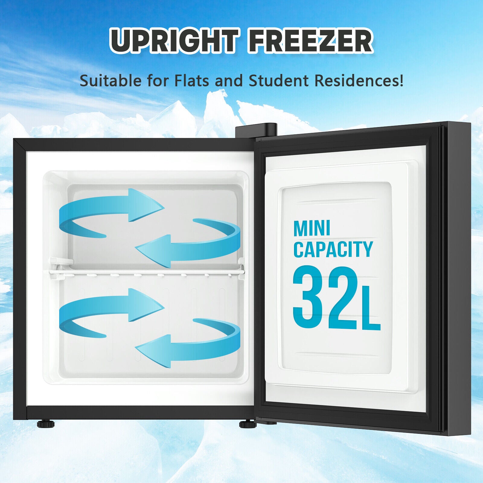 Small Student Freezer 32L Compact Upright Mini Freezer for Home Office Dorm Car Black Extra ...