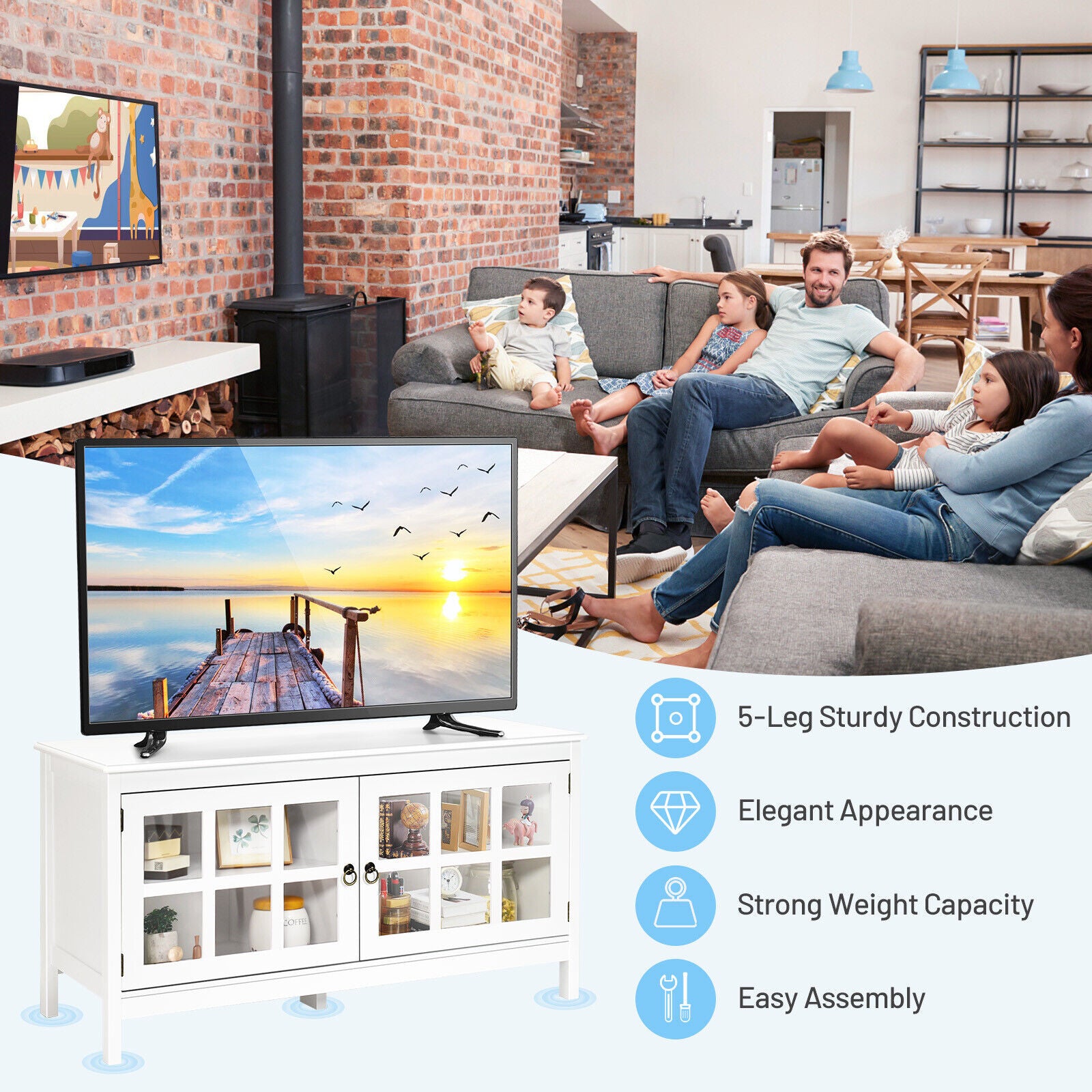 Modern Wooden TV Cabinet Entertainment Unit Stand  Storage Cabinet
