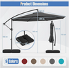 Tilt& 360° Rotation 3m Offset Hanging Umbrella outdoor- Grey