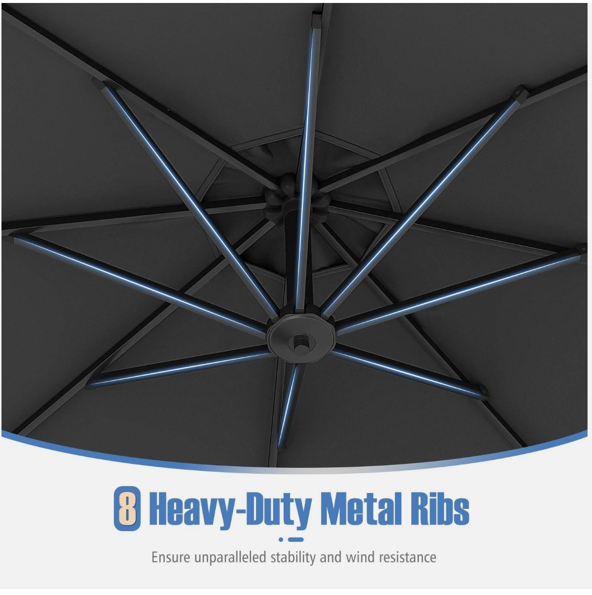 Tilt& 360° Rotation 3m Offset Hanging Umbrella outdoor- Grey