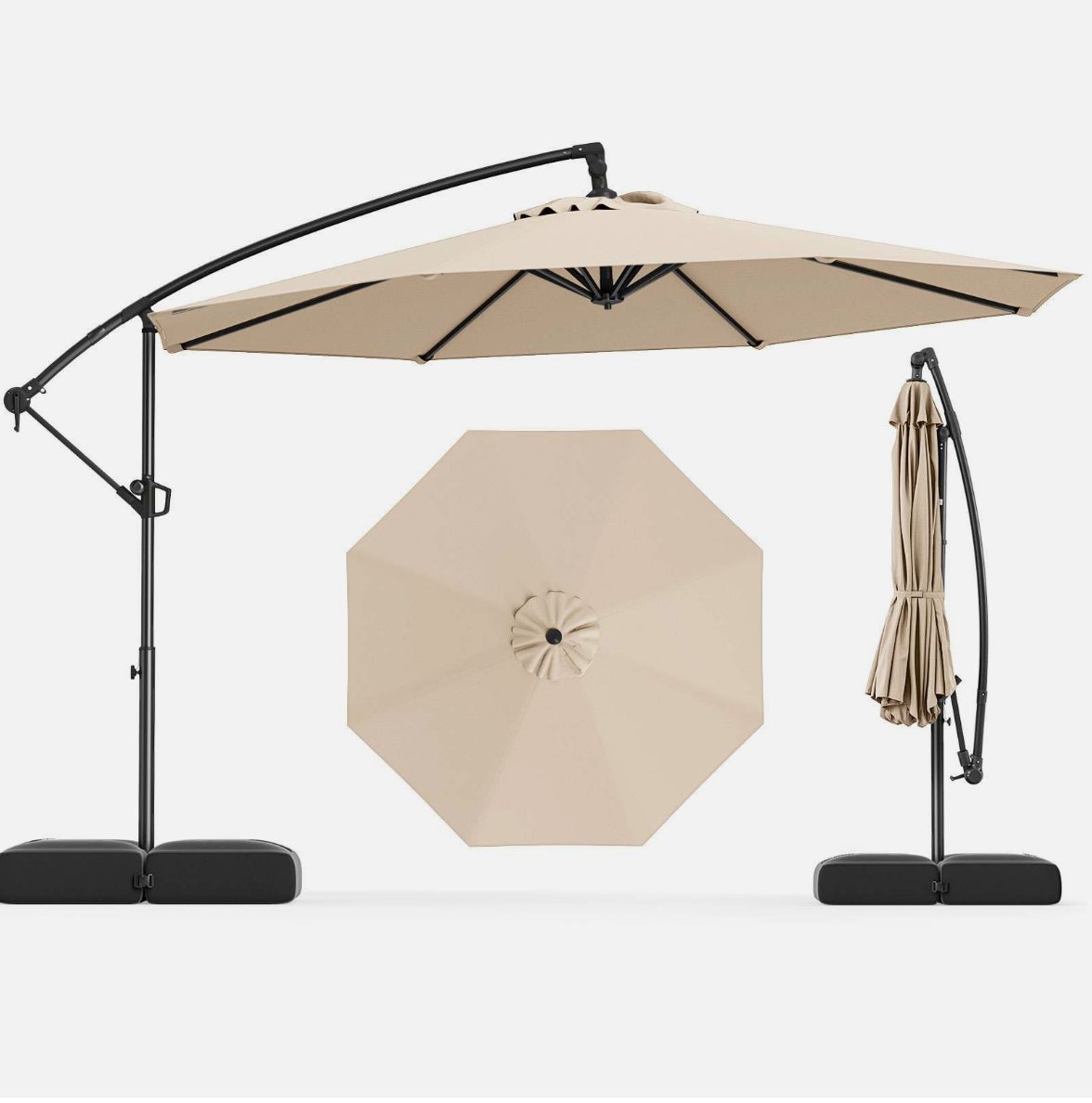 Tilt& 360° Rotation 3m Offset Hanging Umbrella outdoor- Beige