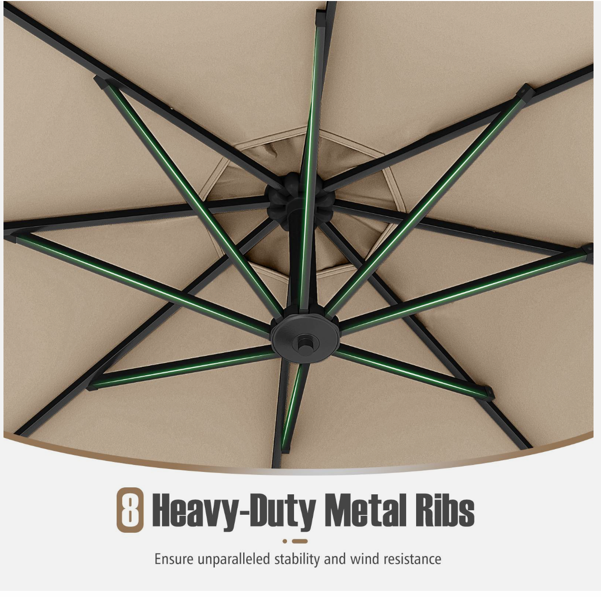 Tilt& 360° Rotation 3m Offset Hanging Umbrella outdoor- Beige