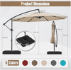 Tilt& 360° Rotation 3m Offset Hanging Umbrella outdoor- Beige