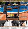 Outdoor Dining Cart Table Pizza Oven Table 3-Shelf Movable BBQ Cart