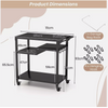 Outdoor Dining Cart Table Pizza Oven Table 3-Shelf Movable BBQ Cart