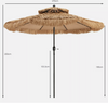 2.7M Hula Thatched Tiki Umbrella Patio Hawaiian Style Tilt
