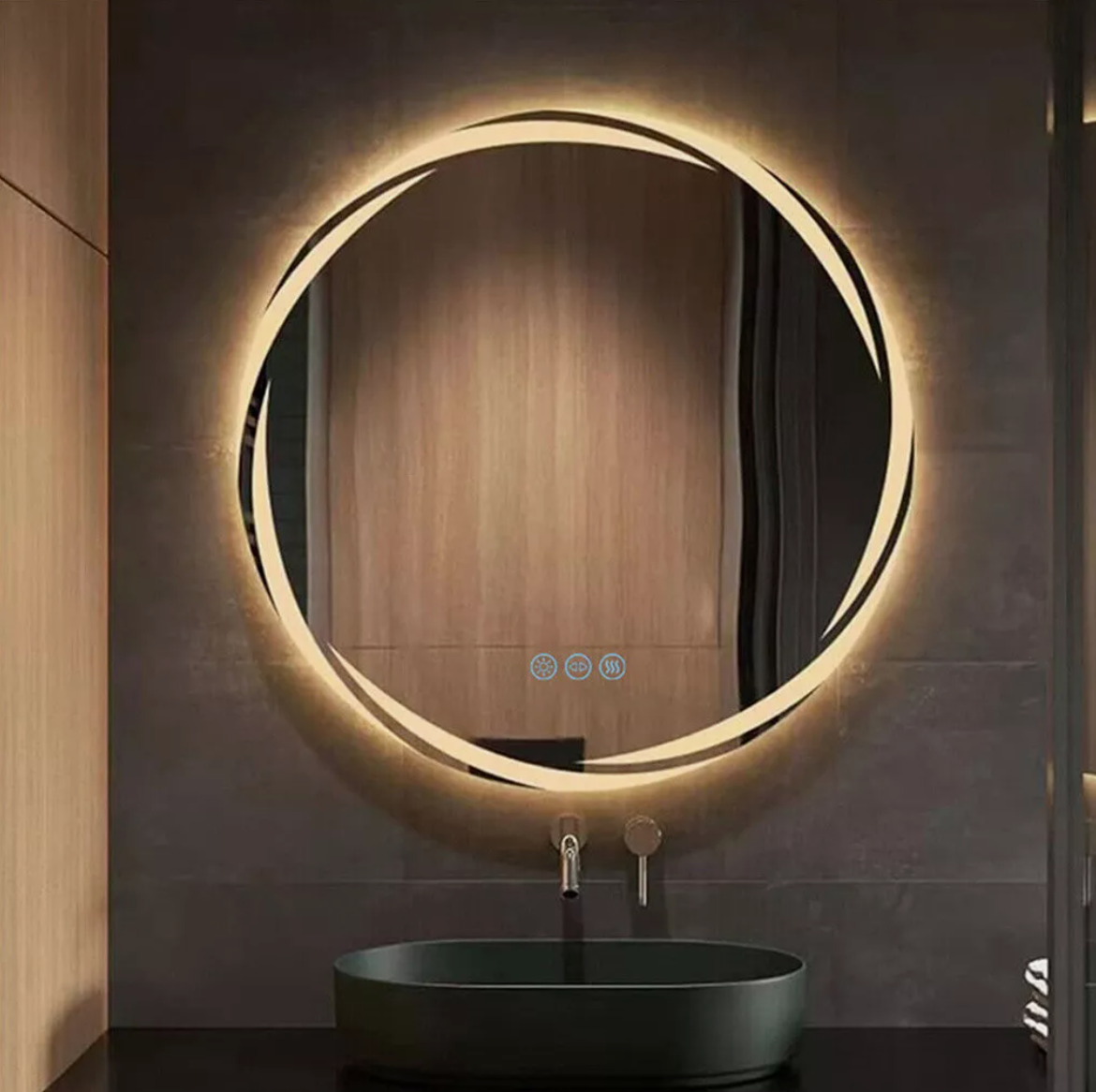 60cm Anti-fog LED Bathroom Mirror Circle Backlit HD Vanity Mirror Shatterproof