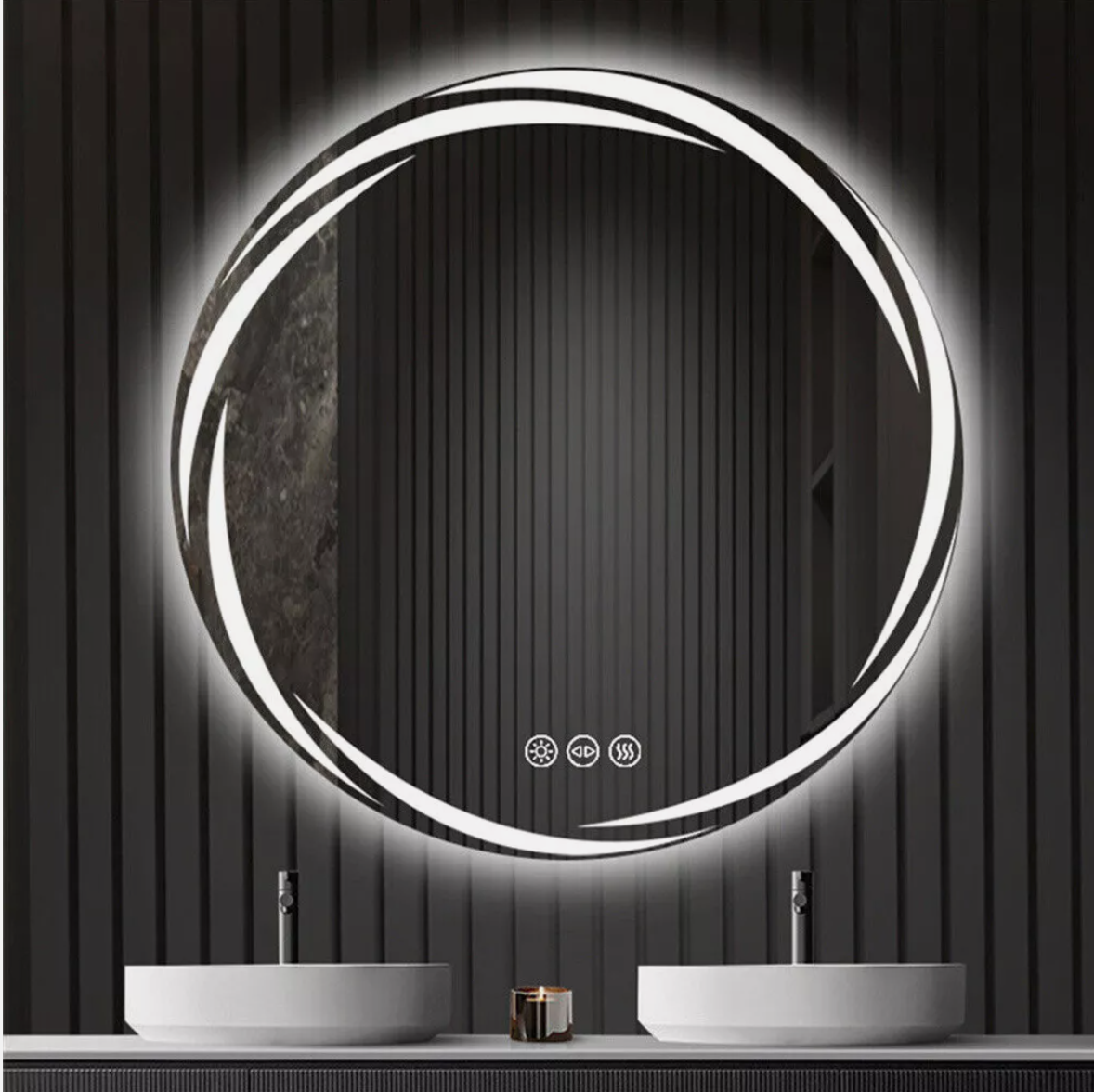 60cm Anti-fog LED Bathroom Mirror Circle Backlit HD Vanity Mirror Shatterproof