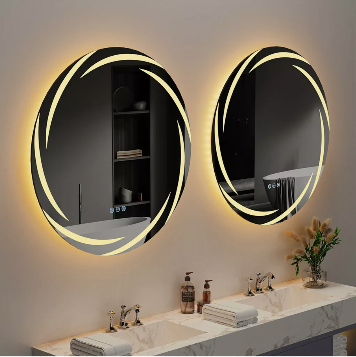 60cm Anti-fog LED Bathroom Mirror Circle Backlit HD Vanity Mirror Shatterproof