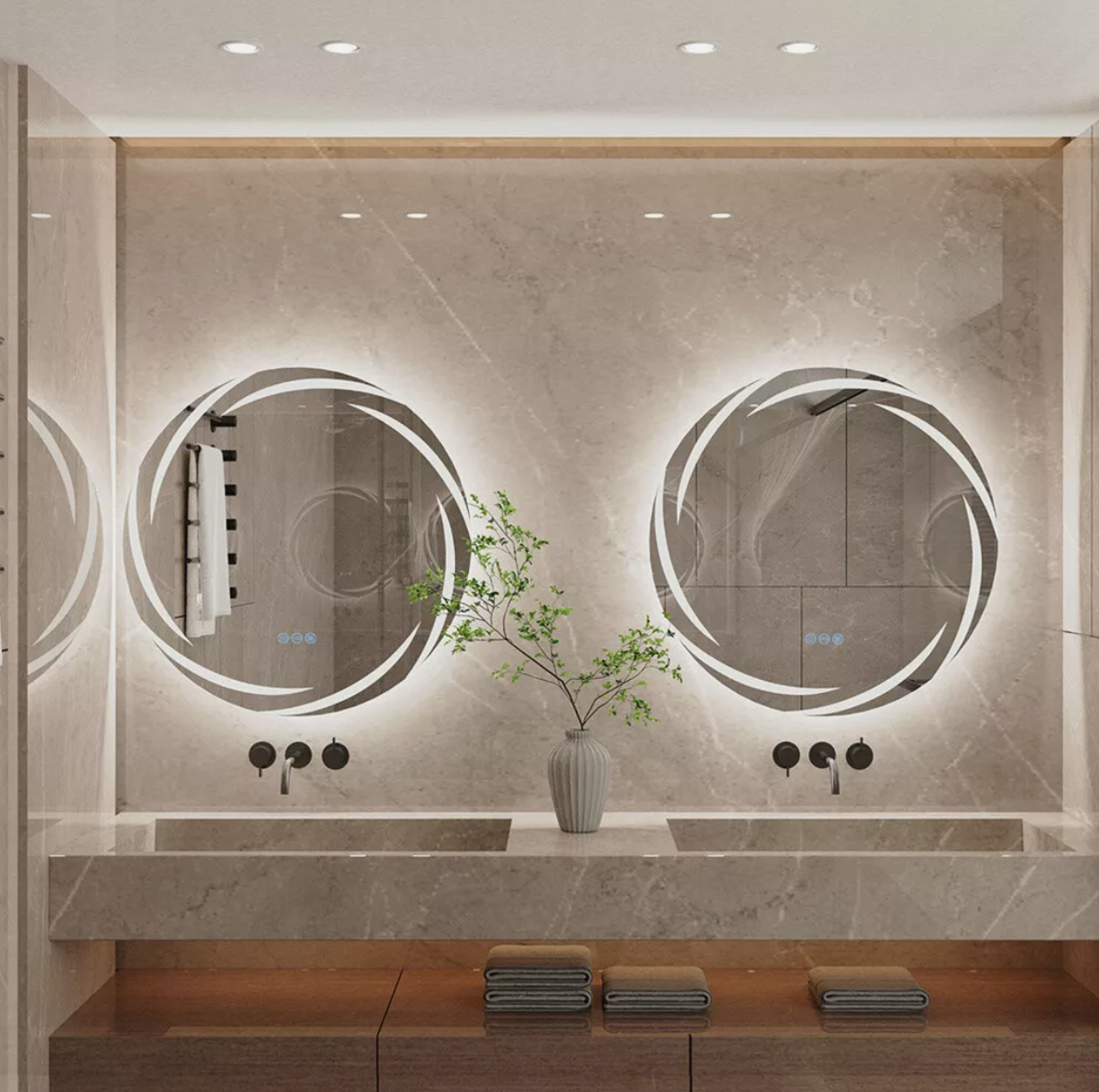 60cm Anti-fog LED Bathroom Mirror Circle Backlit HD Vanity Mirror Shatterproof