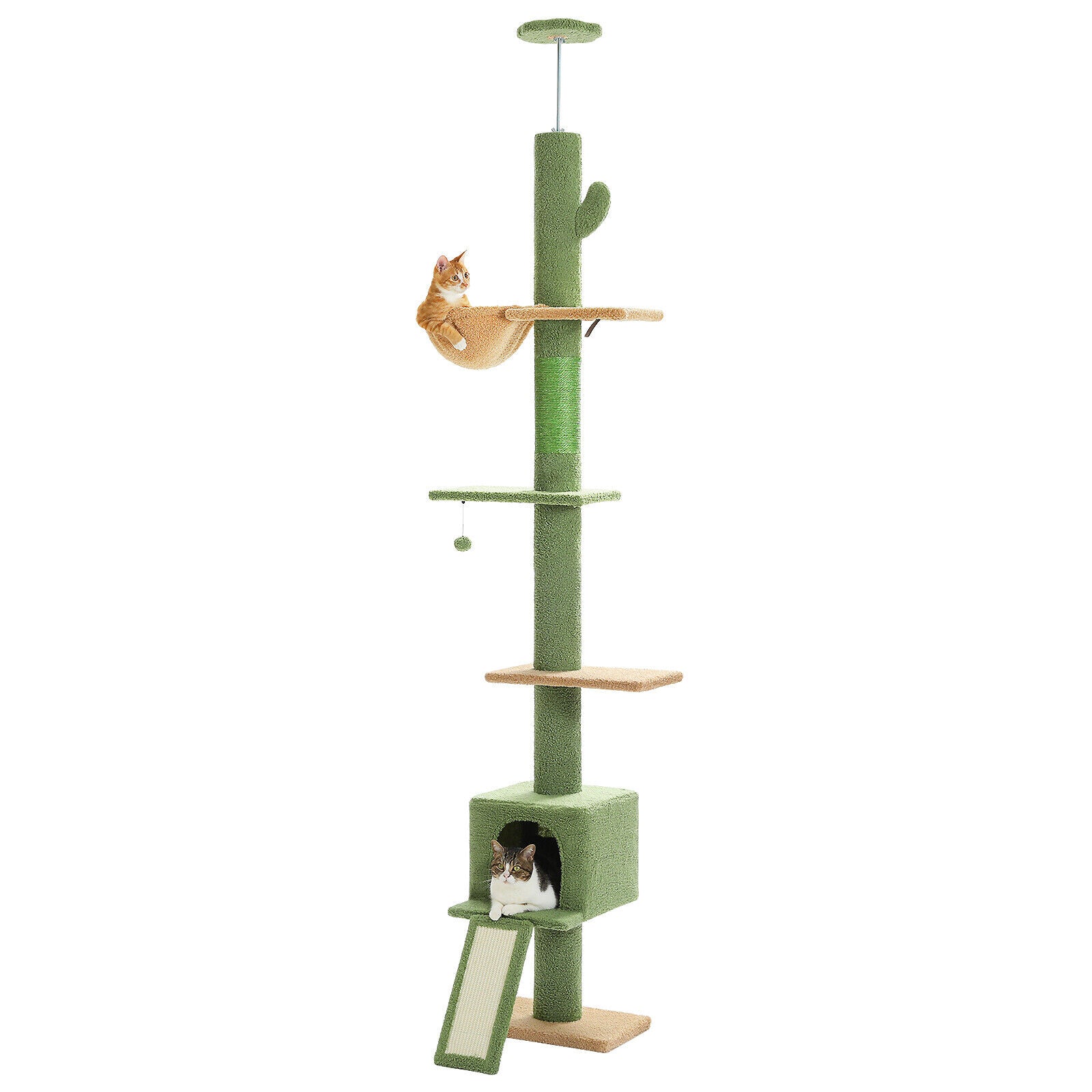 Height Adjustable Cat Tree Tower Scratching Post Ceiling High Cat Scratcher Condo Beds