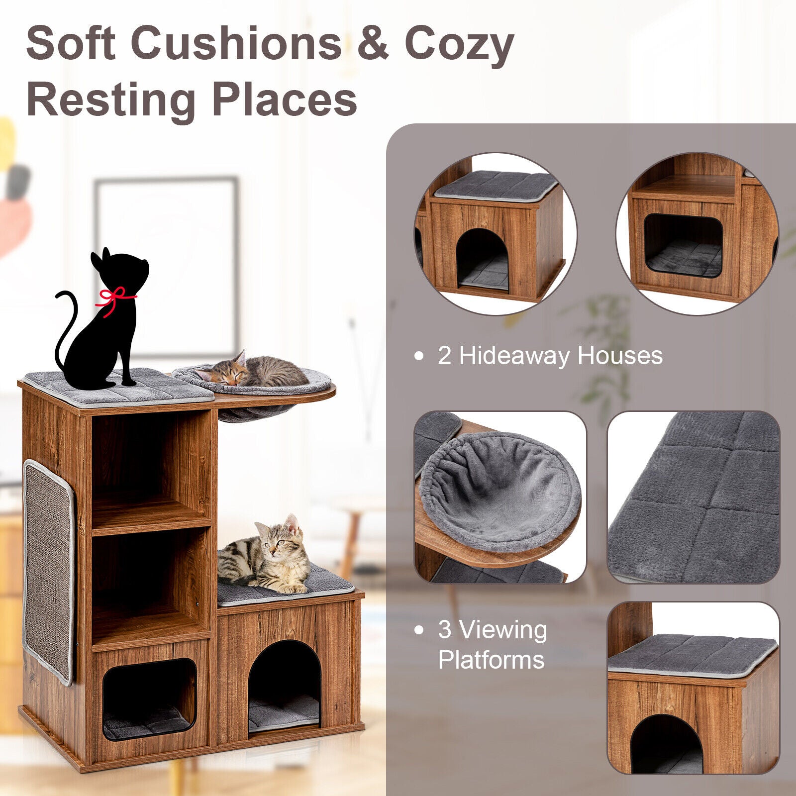 Stable Cat Climbing Tree Tower Scratching Sisal Mat Condo House