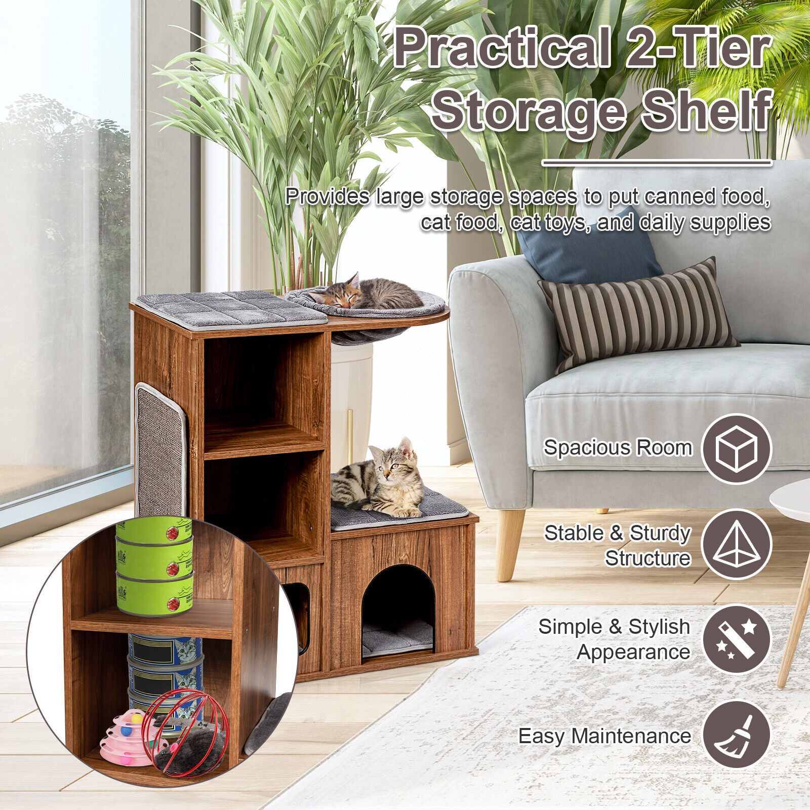 Stable Cat Climbing Tree Tower Scratching Sisal Mat Condo House