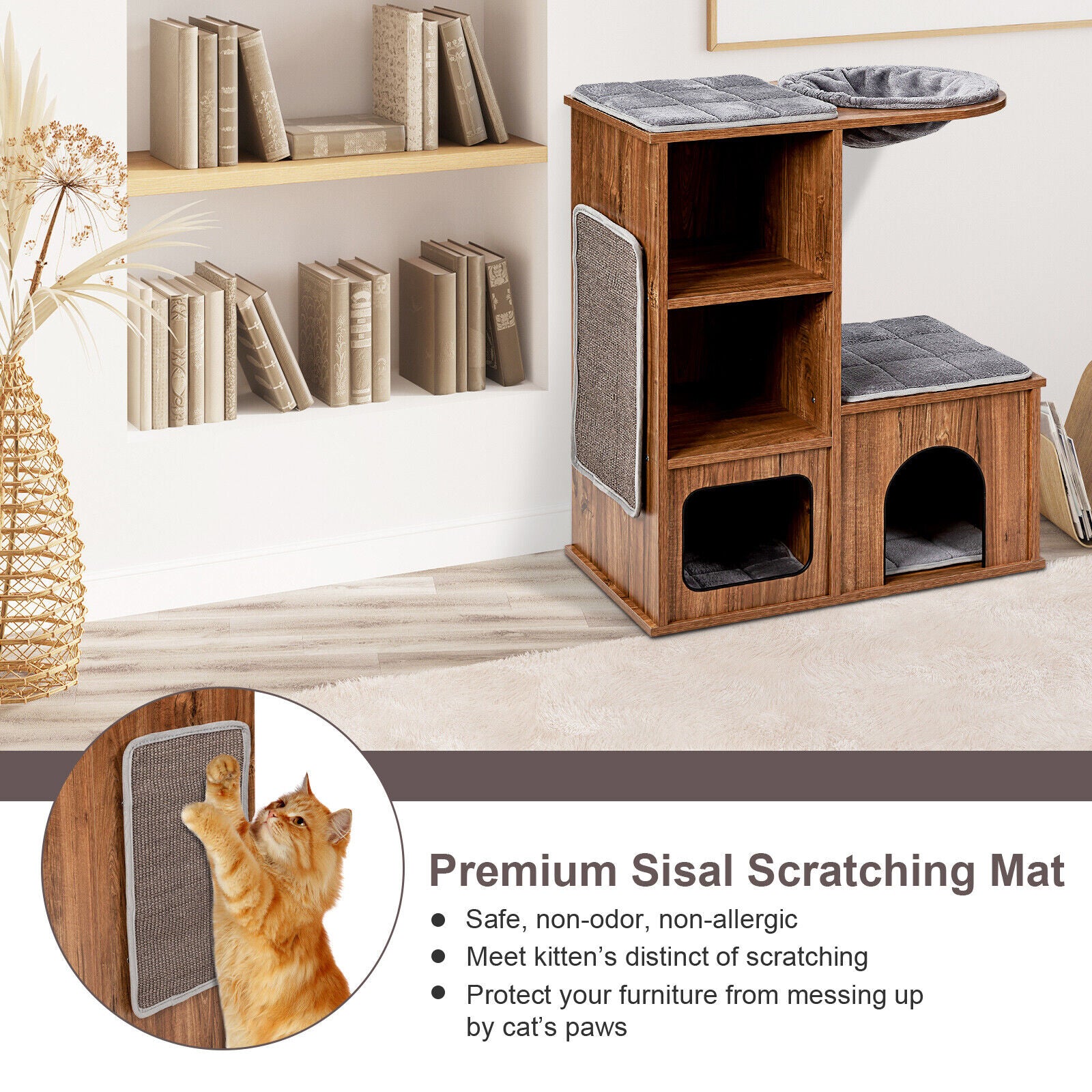 Stable Cat Climbing Tree Tower Scratching Sisal Mat Condo House
