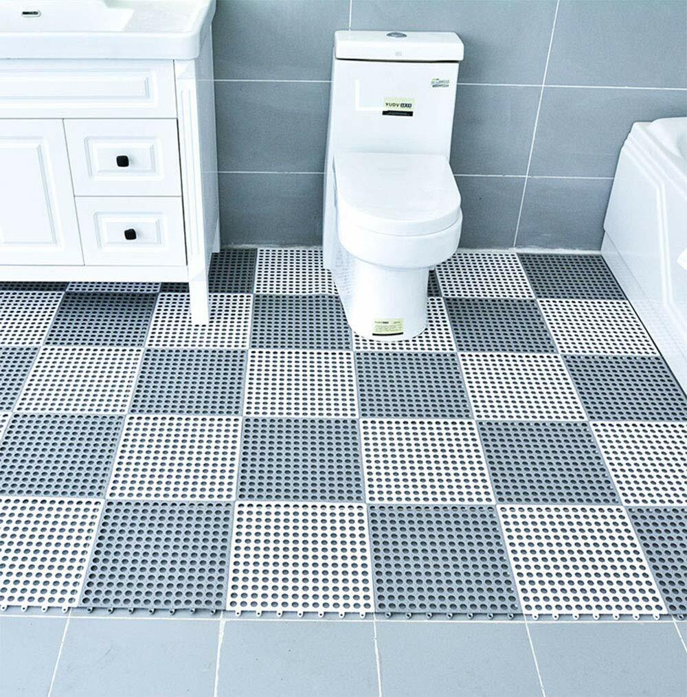 24PCS Interlocking Bathroom Waterproof Splice Rug Kitchen Non-slip Mat Flooring Tiles